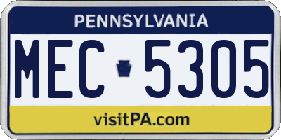 PA license plate MEC5305