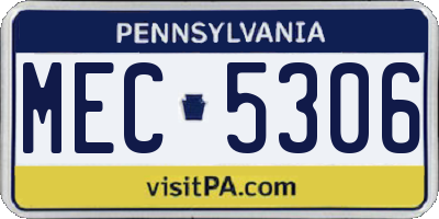 PA license plate MEC5306