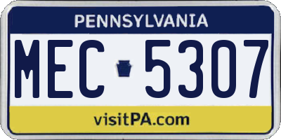 PA license plate MEC5307