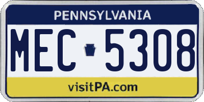 PA license plate MEC5308