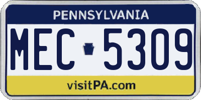 PA license plate MEC5309