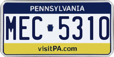 PA license plate MEC5310