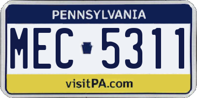 PA license plate MEC5311