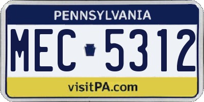 PA license plate MEC5312