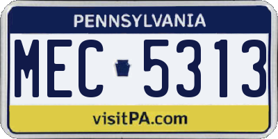 PA license plate MEC5313