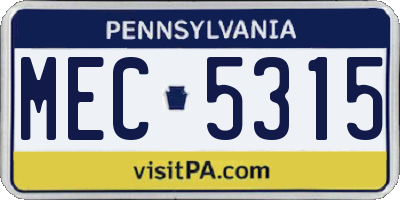 PA license plate MEC5315