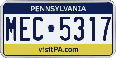 PA license plate MEC5317
