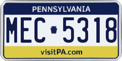 PA license plate MEC5318