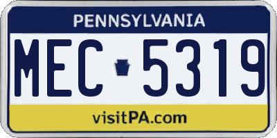 PA license plate MEC5319