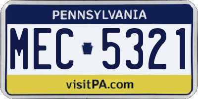 PA license plate MEC5321