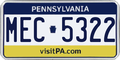 PA license plate MEC5322
