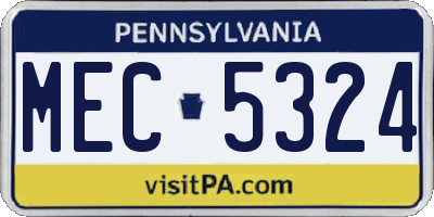 PA license plate MEC5324