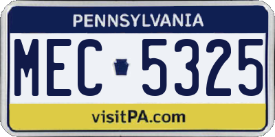 PA license plate MEC5325