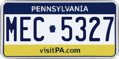 PA license plate MEC5327