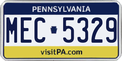 PA license plate MEC5329
