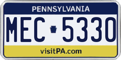 PA license plate MEC5330