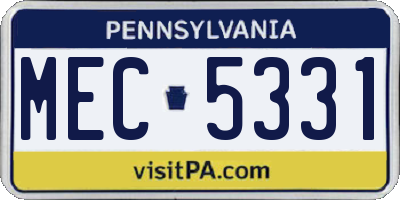 PA license plate MEC5331