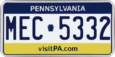 PA license plate MEC5332