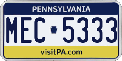 PA license plate MEC5333