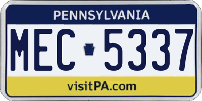 PA license plate MEC5337