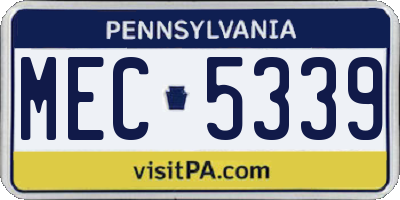 PA license plate MEC5339