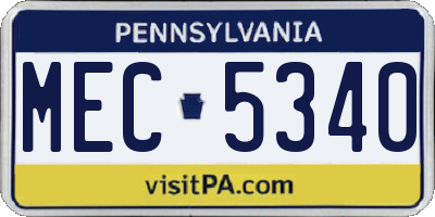 PA license plate MEC5340