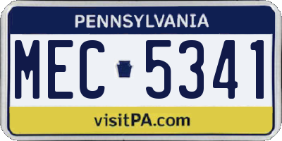 PA license plate MEC5341