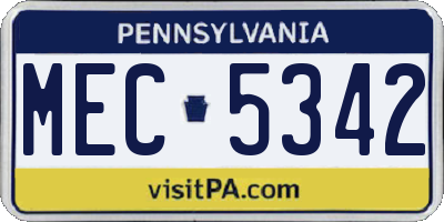 PA license plate MEC5342
