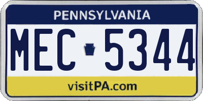 PA license plate MEC5344