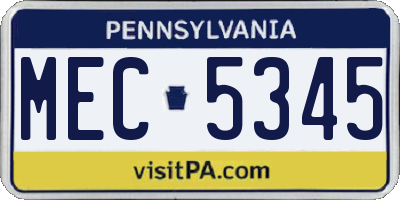 PA license plate MEC5345