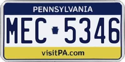 PA license plate MEC5346