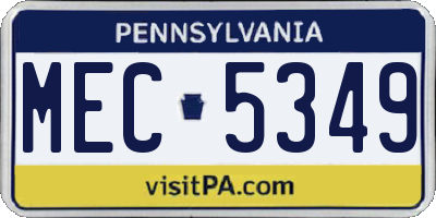 PA license plate MEC5349
