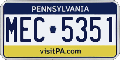 PA license plate MEC5351