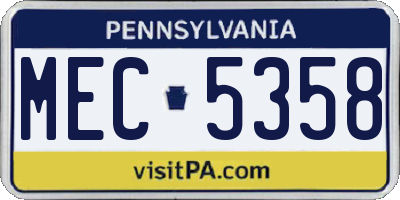 PA license plate MEC5358