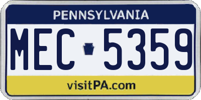 PA license plate MEC5359