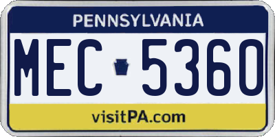PA license plate MEC5360
