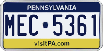 PA license plate MEC5361