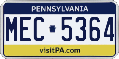 PA license plate MEC5364