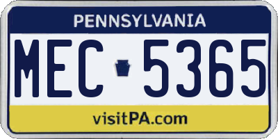 PA license plate MEC5365