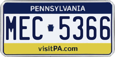 PA license plate MEC5366