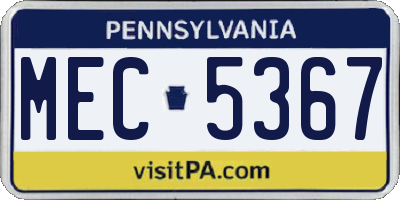 PA license plate MEC5367