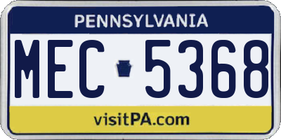 PA license plate MEC5368
