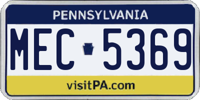 PA license plate MEC5369
