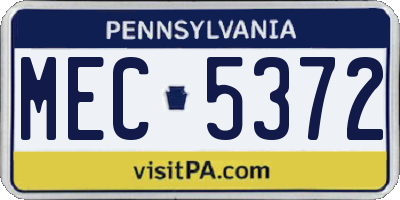 PA license plate MEC5372