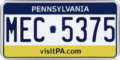 PA license plate MEC5375