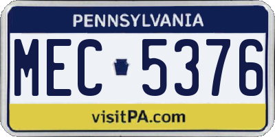 PA license plate MEC5376