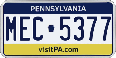 PA license plate MEC5377