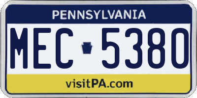 PA license plate MEC5380