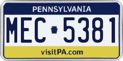 PA license plate MEC5381