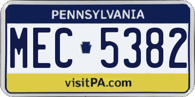 PA license plate MEC5382